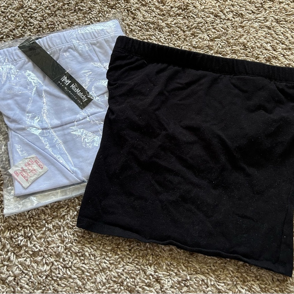 Black and White Tube Top with Elastic band